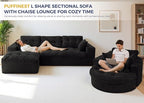 MAXYOYO L Shape Sectional Sofa Couch and Round Chaise Lounge, Modern Cloud Couch with Ottoman, Comfy Sofa with Layered Cushion, Tufted Upholstered Sleeper Chair for Living Room, No Assembly Required