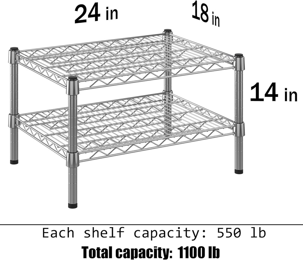 18" Deep x 24" Wide x 14" Height Wire Shelving Kit | 2-Tier | NSF Commercial Storage Rack Unit