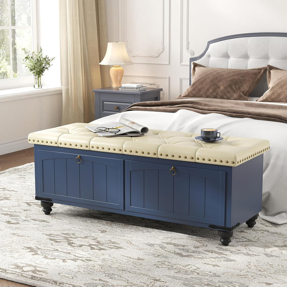 Maupvit Ottoman with Storage, Wooden Storage Ottoman Bench with Safety Hinge,...