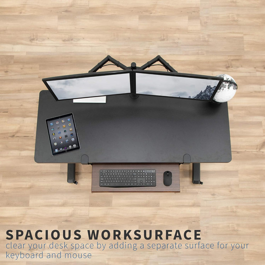 VIVO Large Clamp-on Computer Keyboard and Mouse Under Desk Slider Tray, 27 x 11 inch Pull Out Platform Drawer, Dark Wood, MOUNT-KB05D