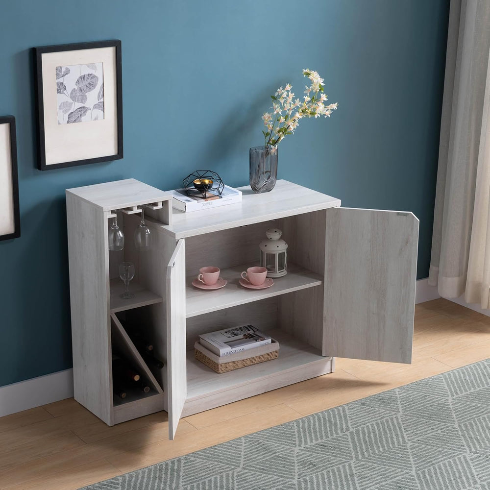 Bar Cabinet, Wine Bottle Storage Display Kitchen Cabinet, Holds 4 Wine Bottle...
