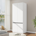 Bedroom Armoire Wardrobe Closet with 2 Doors: 75" White Wardrobe Cabinet for Clothes, Wooden Closet with Hanging Rod, Modern Armoire with Shelves (1)