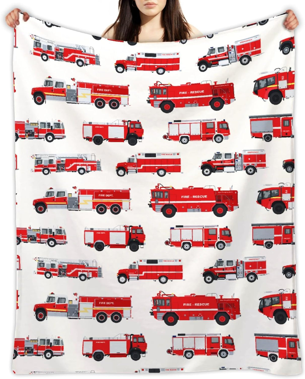Fire Truck Blanket Gifts for Truck Lover 40 x 50 Inch for Kid,Red Truck Fanne...