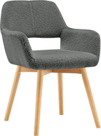 Mid Century Modern Dining Chairs Set of 2 & 4 & 6 Comfy Accent Chair Upholstered Kitchen Dining Living Room Chairs for Bedrooms Waiting Room Home Arm Desk Chair No Wheels (Wool Dark Gray, 2)