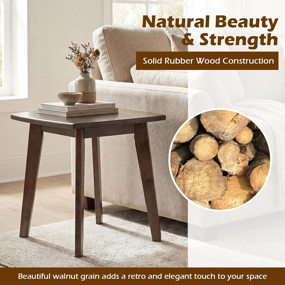 GOFLAME Solid Wood End Table, 17” Square Sofa Side Table with Storage, Thicke...