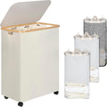 Lagre Laundry Basket with Wheels, Laundry Hamper with Lid, 160L Clothes Hamper for Laundry with 3 Liner Bags, for Laundry Room, Bedroom, Dormitory Organization,Beige