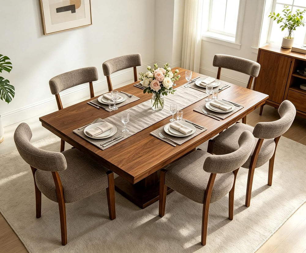 RNKSFX Upholstered Dining Chairs Set of 6, Walnut Wooden Kitchen & Dining...