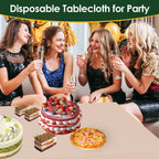Beige 5 Pack 54 x 108 Inch Plastic Tablecloth Disposable Tablecloth for Rectangle Table, Party Plastic Table Cloth