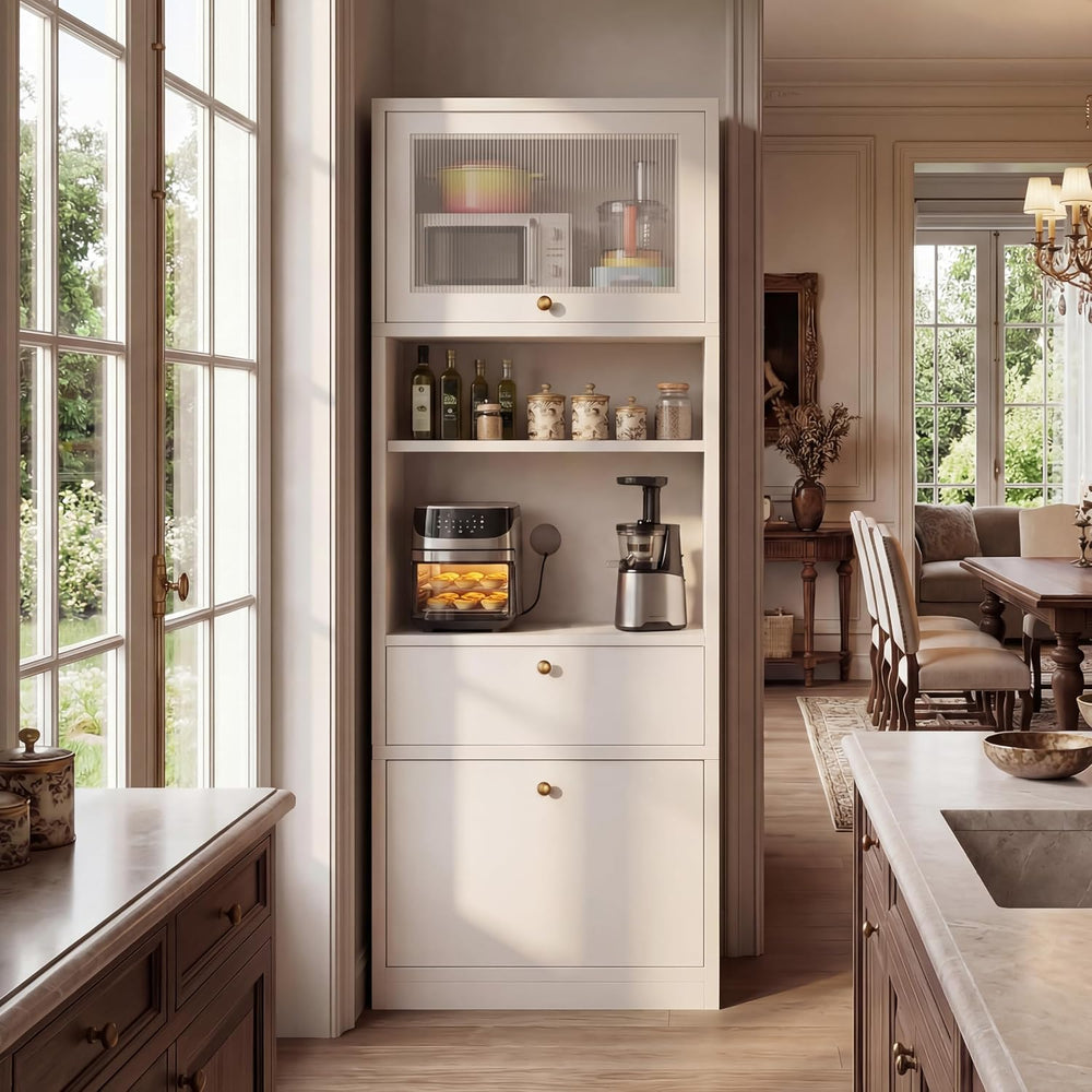 71" Tall Pantry Cabinet, Freestanding Storage Cabinet with Doors and Adj...