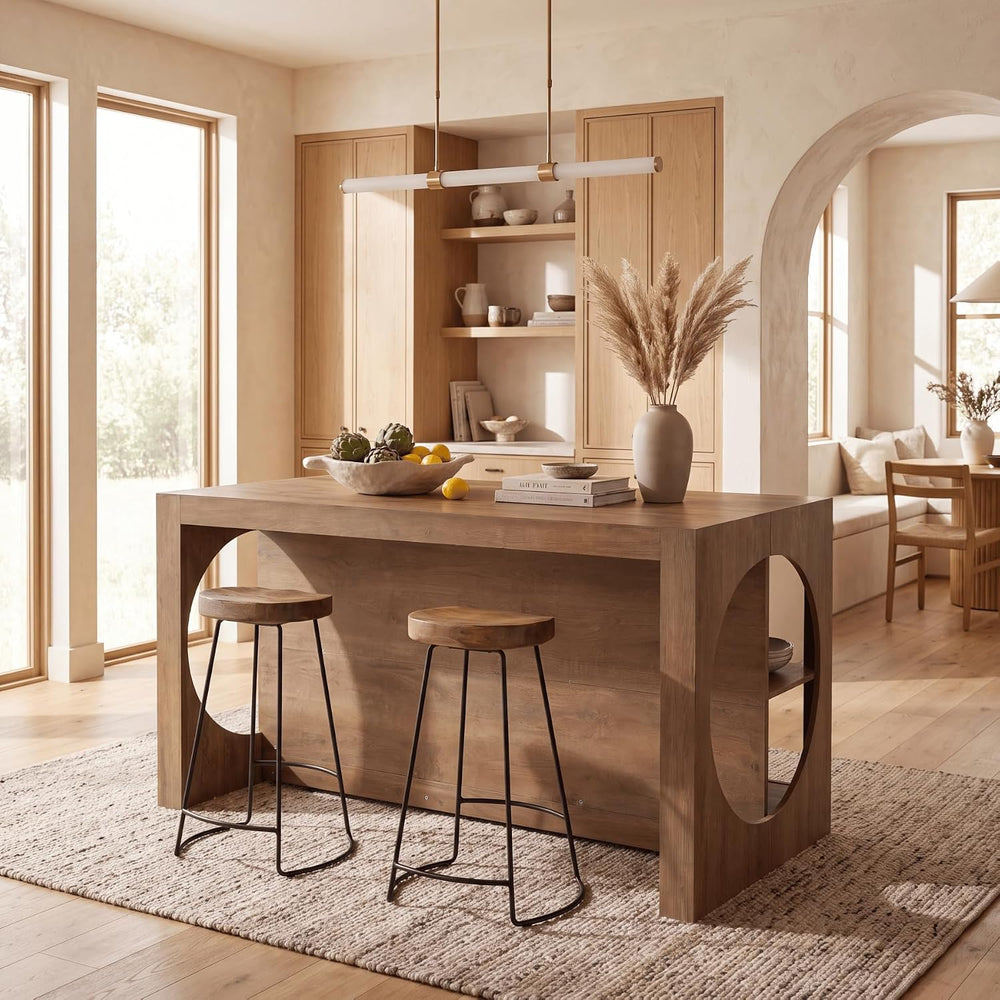 Tribesigns 63-Inch Kitchen Island with Seating and Storage | 3-Tier Farmhouse...