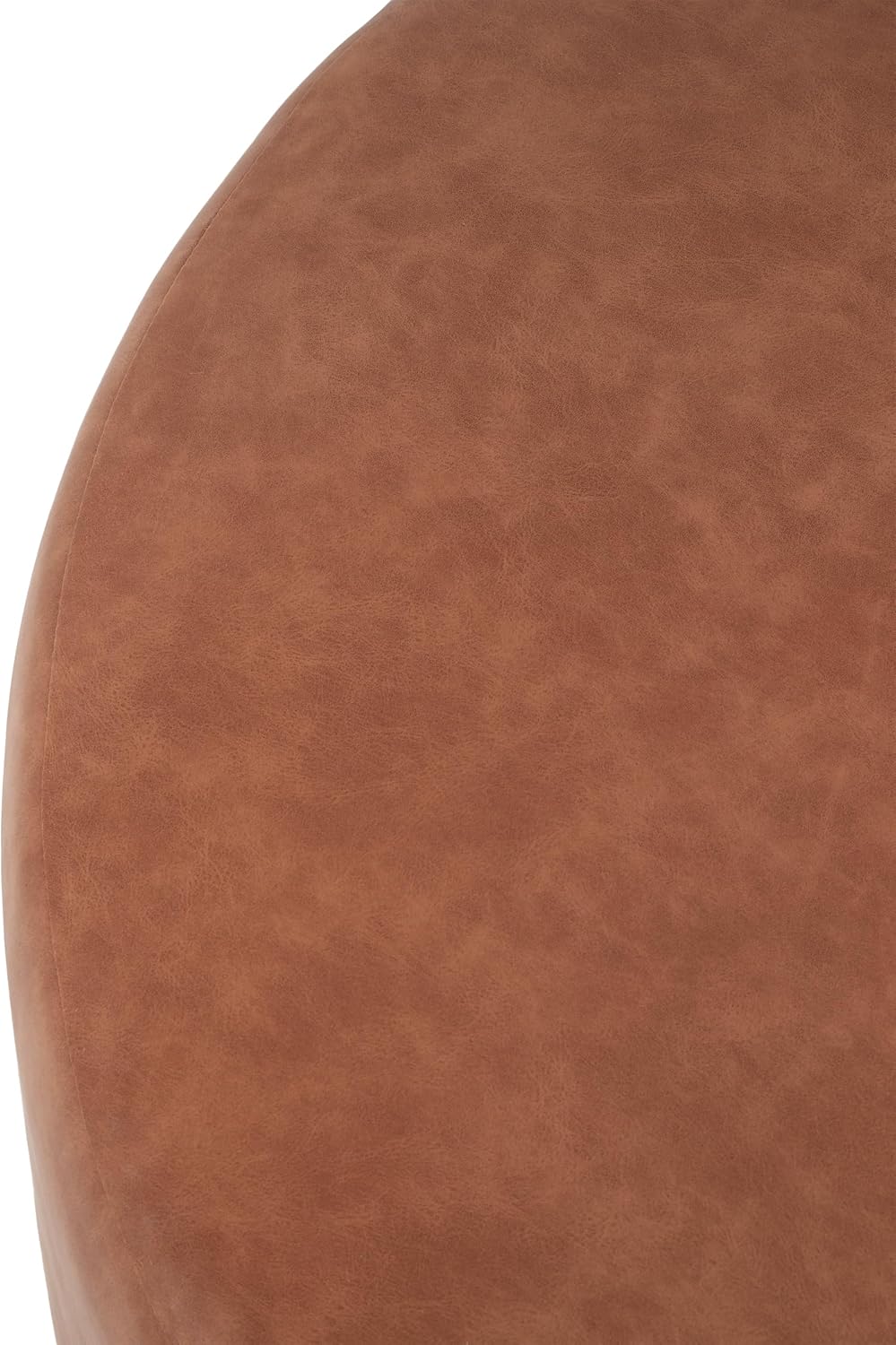 Christopher Knight Home GAVI PU Leather Ottoman Foot Stool, 30" Pouf Footstool Ottoman Seat, Upholstered Foot Chair, Round Footrest, Modern Side Table for Living Room Bedroom Home Decor, Cognac Brown
