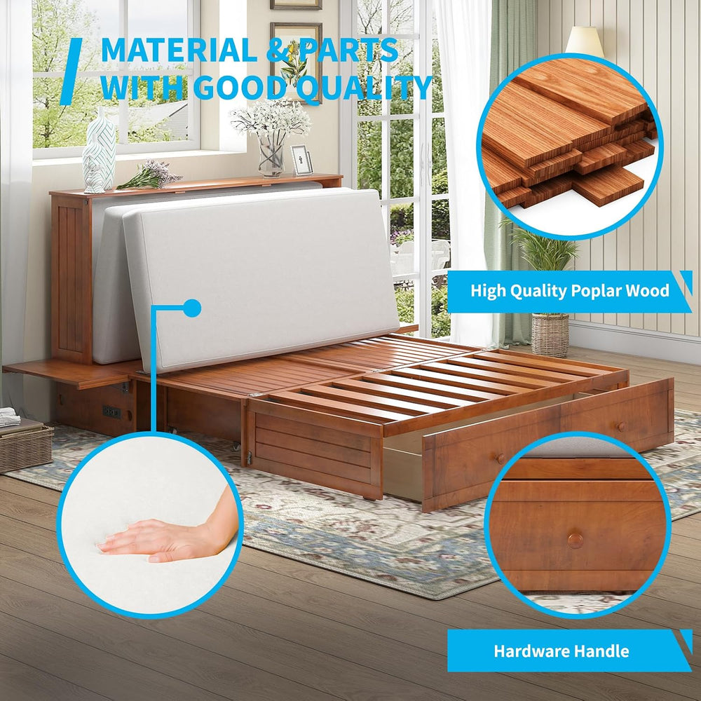 Mjkone Queen Size Murphy Cabinet Bed with Mattress Include, Queen Murphy Bed ...