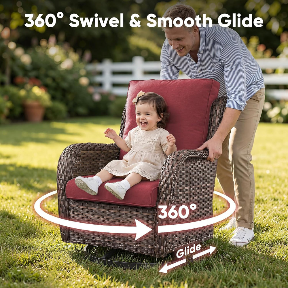Belord Patio Wicker Chairs Swivel Rocker,Outdoor Patio Furniture Set with Rat...