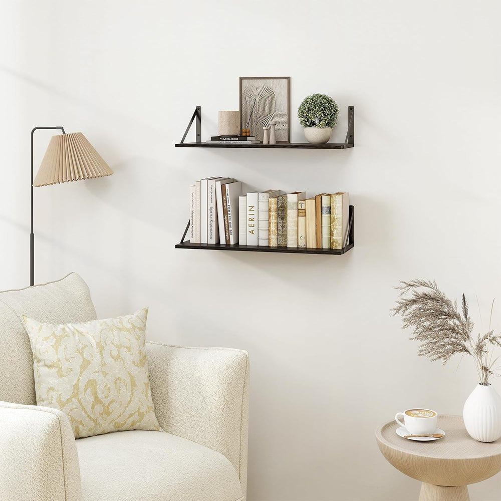 Heimlove Black Deep Floating Shelves for Wall, 24W x 8D Wood Wall Shelves Set...