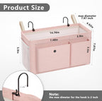 Bedside Caddy Bedside Organizer with Fixed Straps & Water Bottle Holder, Bunk Bed Caddy ideal for Home, Dorm, Hospital, Crib, Versatile Bedside Storage Solution (Pink)
