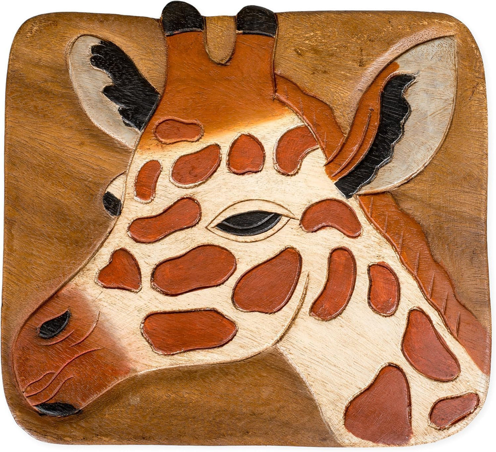 OMA Giraffe Design Wooden Stool End Table – Hand Crafted Animal Stool for Saf...