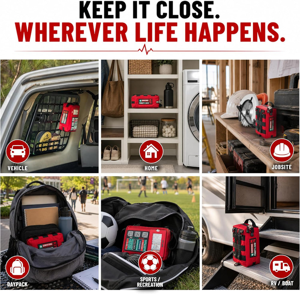 SURVIVAL 42-Piece Emergency Response First Aid Kit, Compact Everyday Kit