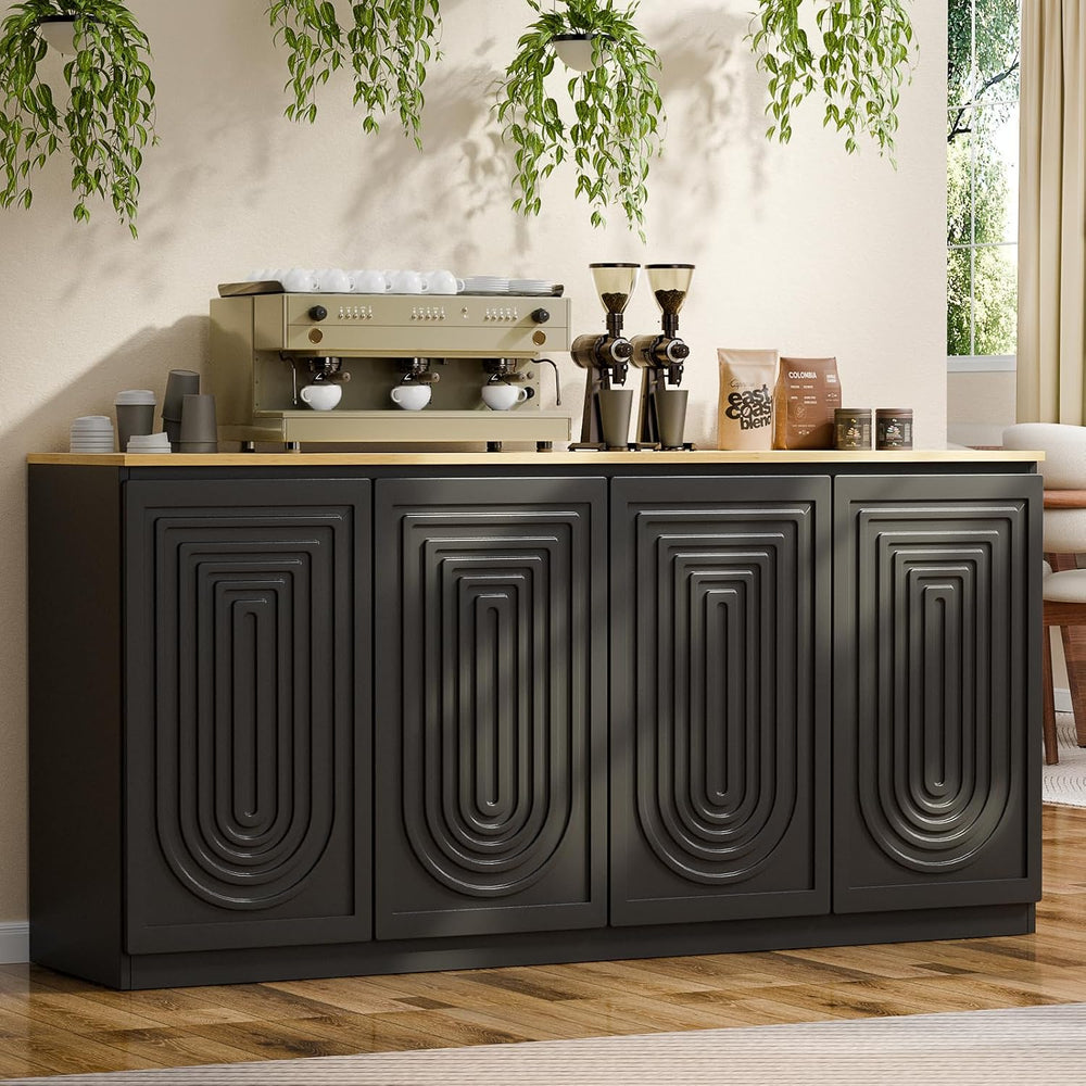 63" Fluted Sideboard Buffet Cabinet with Storage,Large Modern Accent cre...