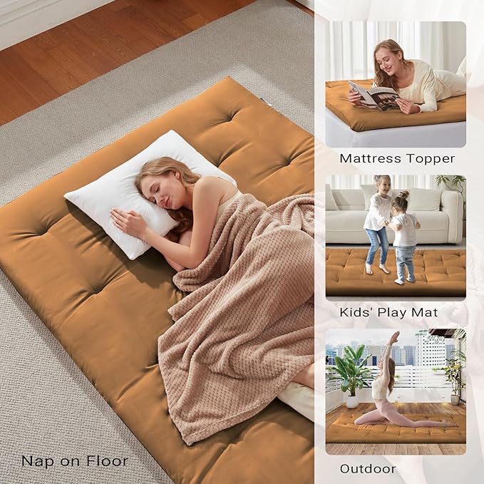 Japanese Floor Futon Mattress Queen Size 60"x 80", Foldable Bed Mat...