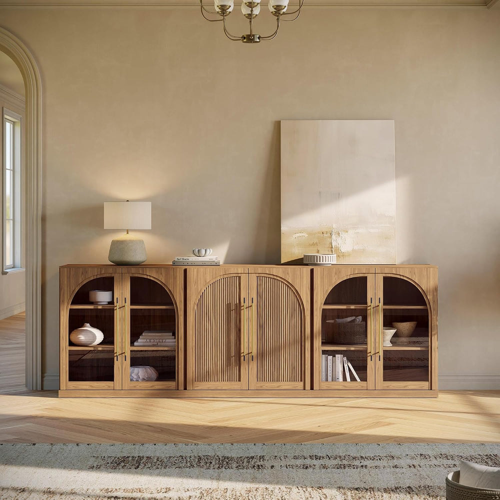 BELLEZE Jagger 3-Piece Modular Sideboard Buffet Cabinet - Camel