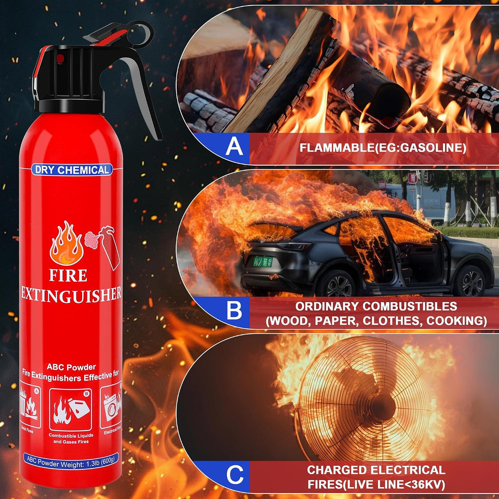 6 Pack ABC Dry Chemical Fire Extinguisher - Portable Fire Spray with Mounting...