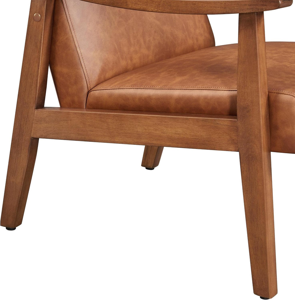 Yaheetech Accent Chairs Set of 2, Mid-Century Armchairs, Light Brown | Cushio...