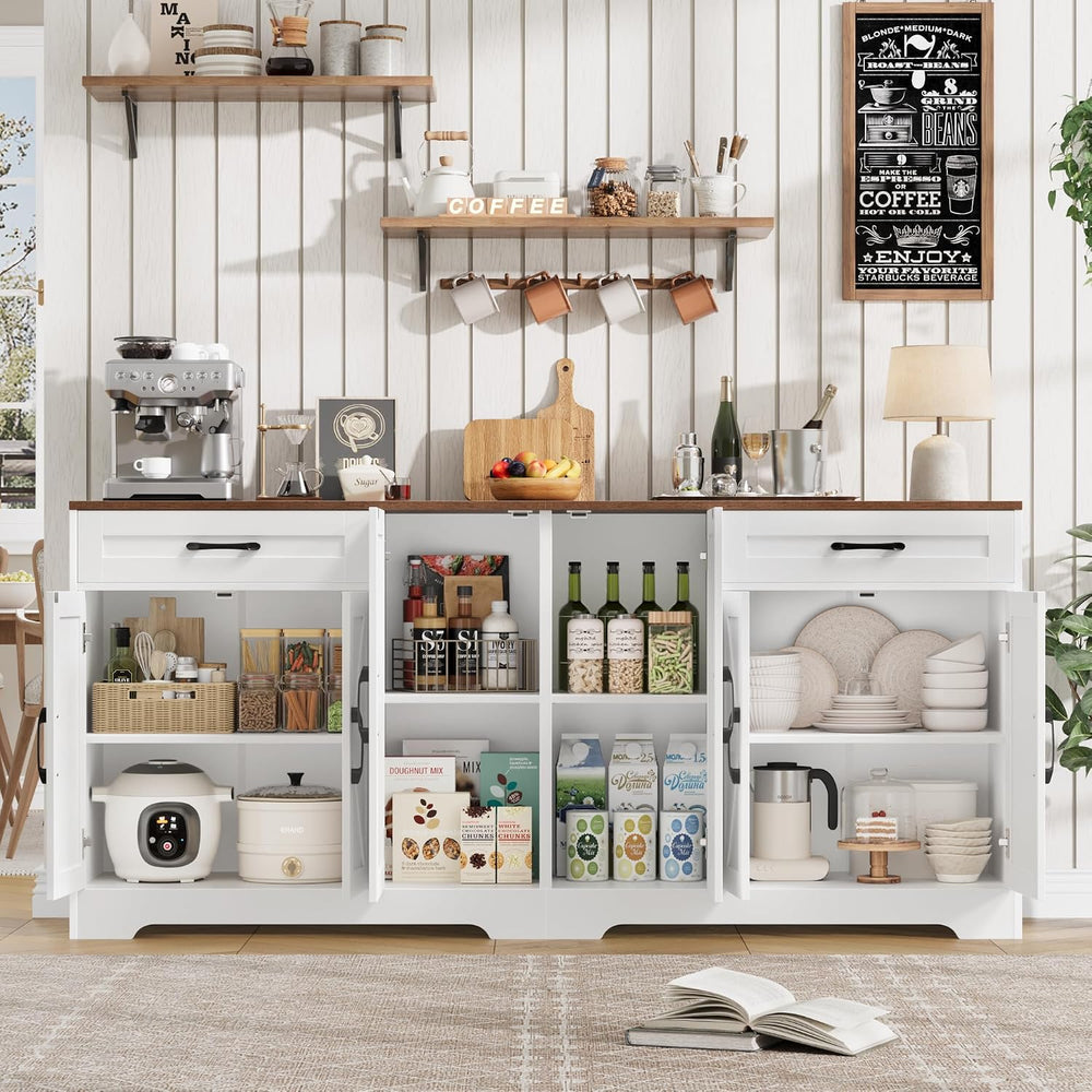 BOTLOG 2PCS Kitchen Cabinets, 71” Large Sideboard Buffet Cabinet with Storage...