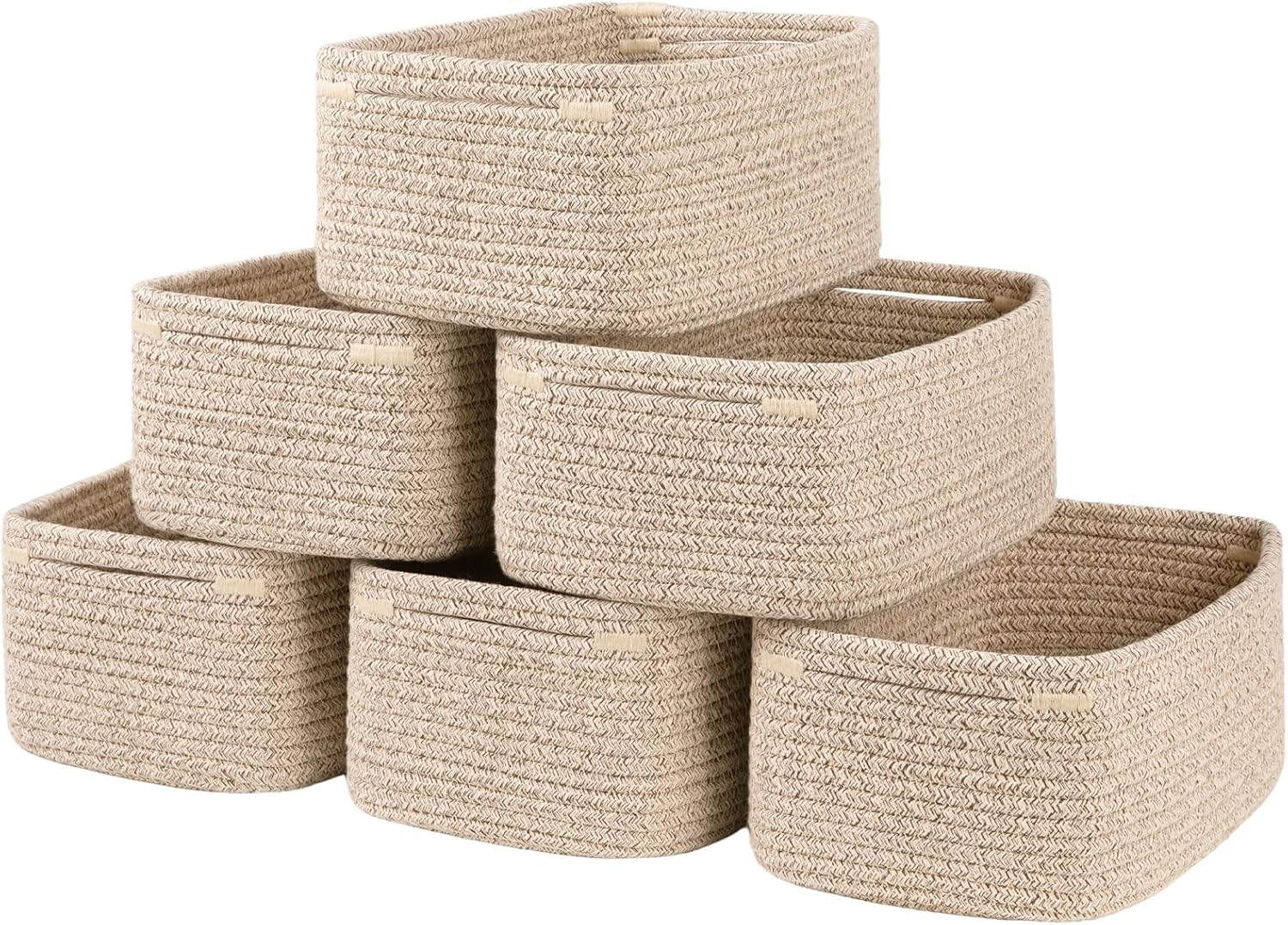 OIASKET 6 Pack Small Storage Baskets for Shelves, Basket for Organizing | Baskets for Towel, Cute Decorative Storage Bins, Organizer Basket for Gifts Empty, 11.8''Lx7.8''Wx4.7''H-Brown