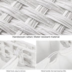 Laundry Hamper with 3 Removable Liner Bags; 132L Handwoven Rattan Laundry Basket with Lid & Heightened Feet; Clothes Hamper with Side Handles; Laundry Sorter with 3 Separate Sections (White)