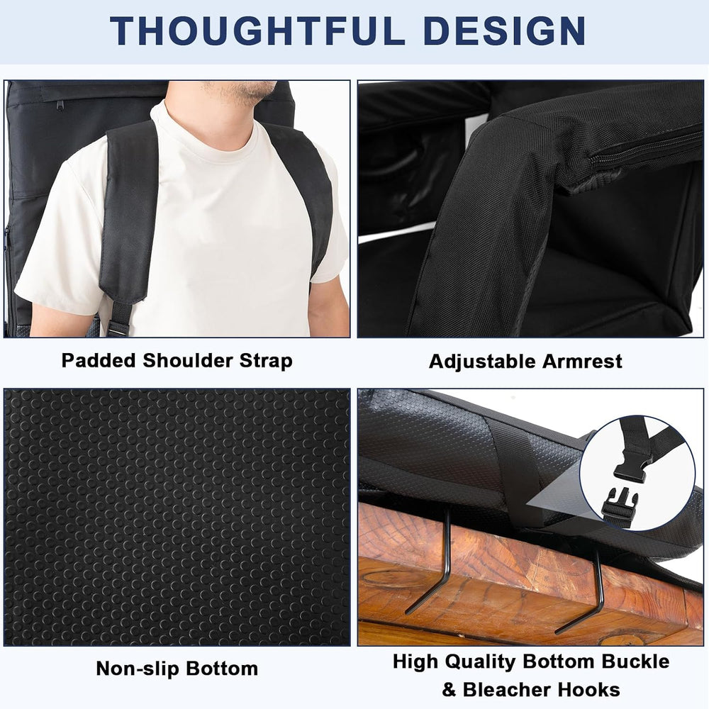 Romswi 2 Pack Wide Backpack Reclining Stadium Seat with Armrests, 6 Adjustabl...