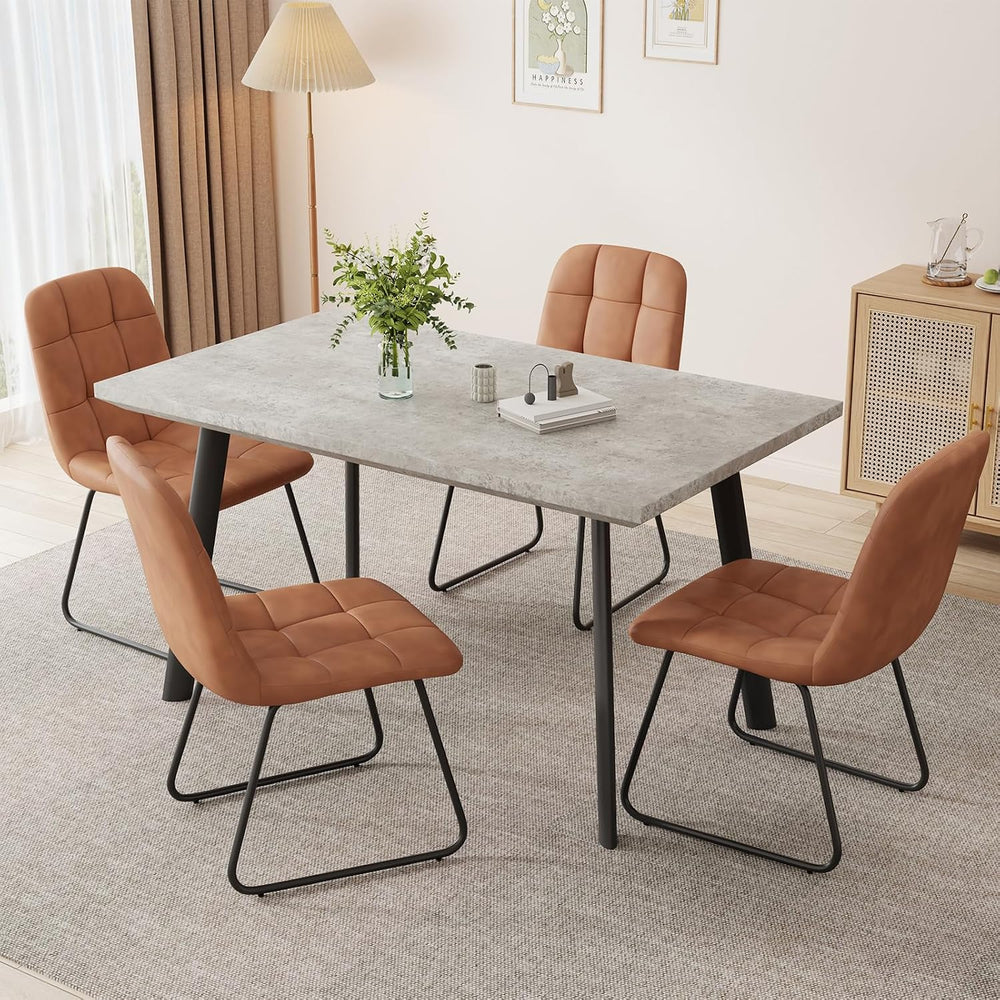 ZckyCine 46.5" Modern Grey Dining Table Set for Small Spaces, 5-Piece Se...