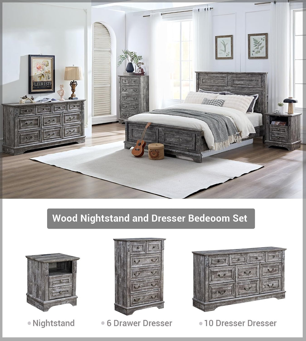 BLANKSPACE Nightstand,Farmhouse End Side Table, Night Stand,Bedside Cabinet f...
