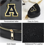 YOOLIFE Initial Makeup Bag Travel Toiletry Bag, Clear Makeup Bag Car Accessories For Women Clear Makeup Bags With Zipper Girlfriend Teacher 13 Year Old Girl Gifts Daughter Girl Gifts Mini Black L