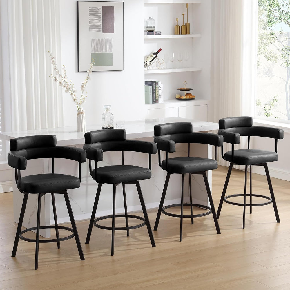 Swivel Counter Height Stools Set of 2, 26‘’ Kitchen Bar Stools with Arm Rest,...