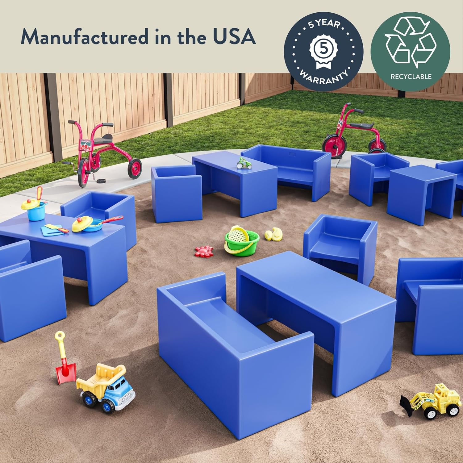 Children's Factory Adapta-Bench, CF910-031, Green, Kids Flexible Seating, Classroom, Preschool and Daycare Furniture, Indoor or Outdoor Toddler Chairs