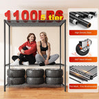 REIBII 45''W Storage Shelves Waterproof Metal Shelving with Cover Dustproof, Wire Shelving Unit Covers & Wheels Garage Storage Rack Wire Shelf for Kitchen Pantry, Storage Room, 45Wx17.72Dx72.83H