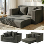 Convertible Sofa Bed, 5 in 1 Small Boneless Couch Pull Out Loveseat Sleeper Sofa,Corduroy Futon Couch Folding Mattress with 4 Pillows for Living Room