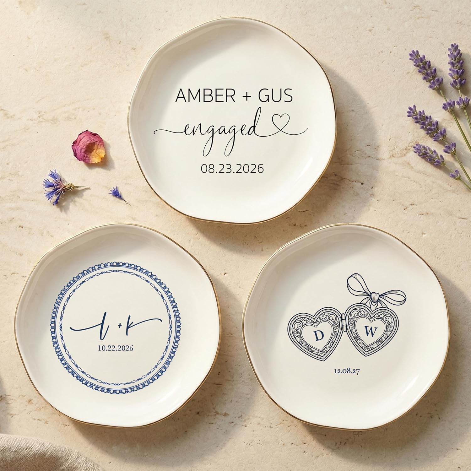Personalized Couples Ring Dish, Engagement Gift for Bride and Groom