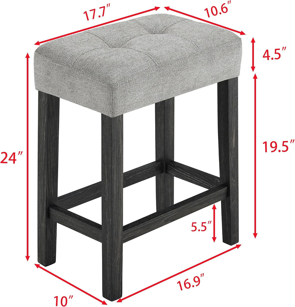Bar Table Set with Power Outlet, 4 Piece Bar Table and Chairs Set, Industrial...