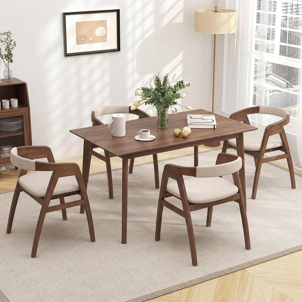COSTWAY Bamboo Accent Chair, Farmhouse Leisure Dining Chairs w/Comfy Cushion,...
