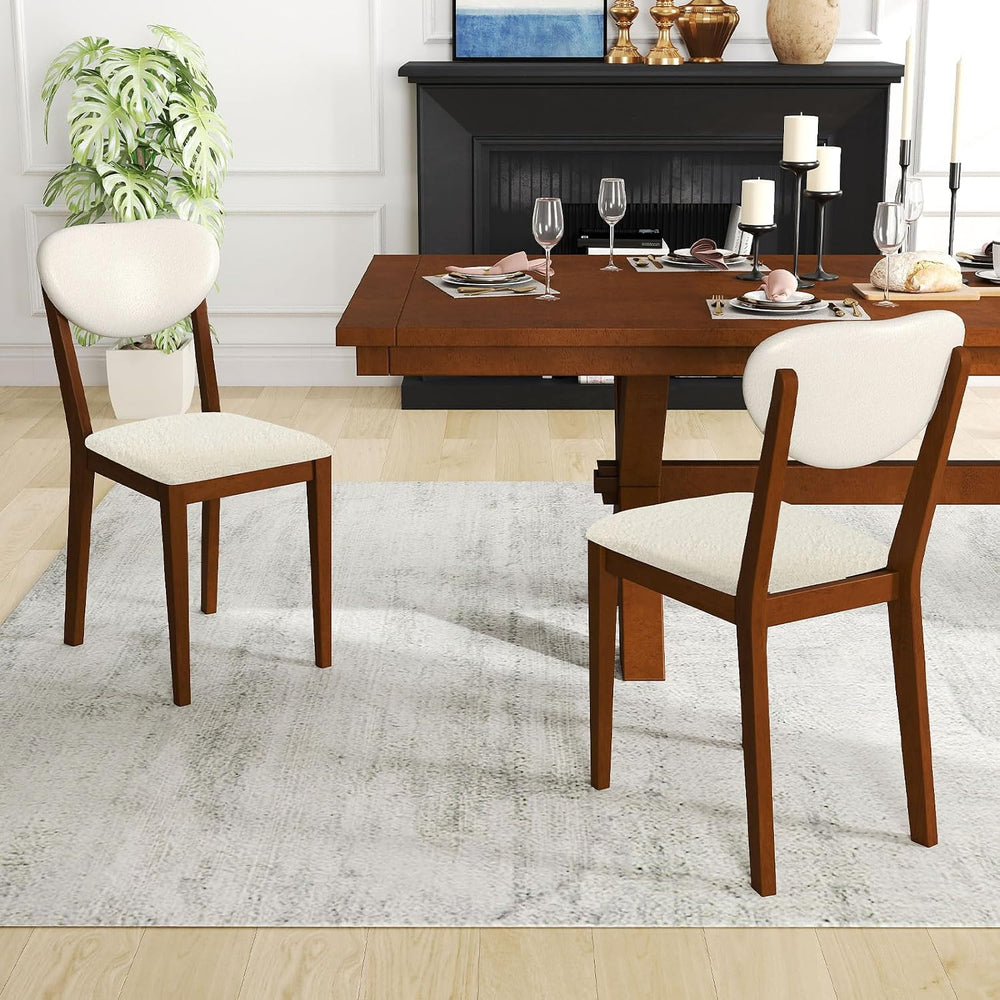 Giantex Sherpa Dining Chairs Set of 4, Modern Kitchen Chair w/Rubber Wood Leg...