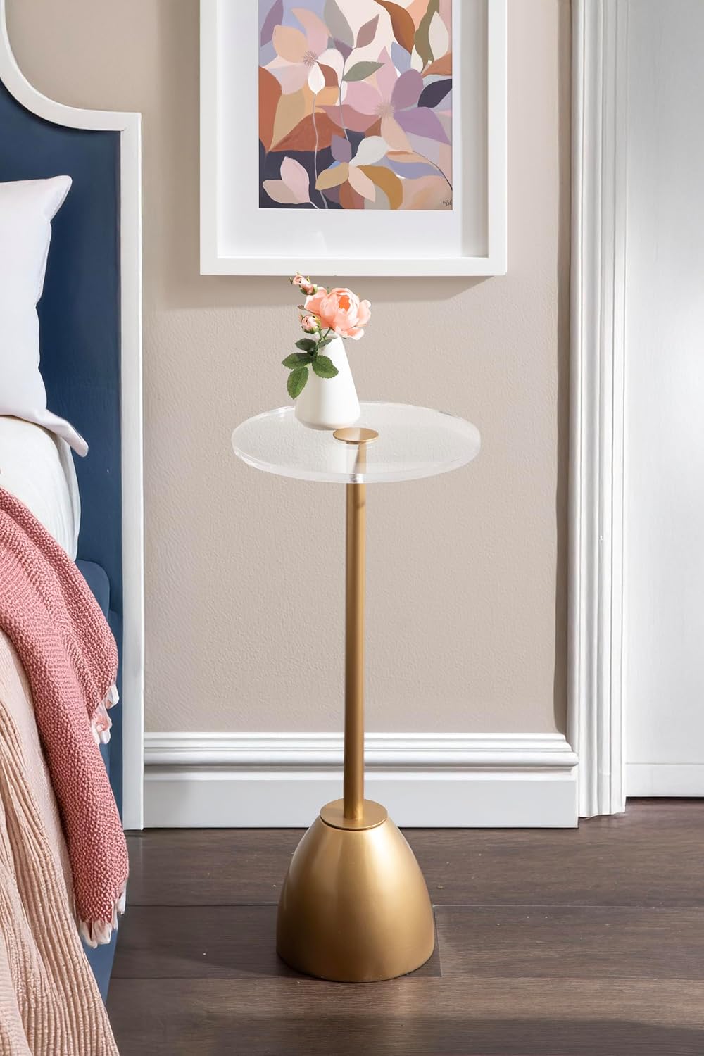 Kate and Laurel Acari Modern Round Pedestal Drink Table, 10 x 10 x 22, Clear ...