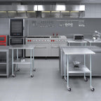 AmGood 30" x 30" Stainless Steel Work Table with Casters | Heavy Duty Metal Utility Table On Wheels | Kitchen Island Cart
