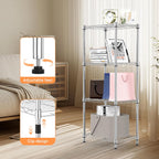 4 Tiers Shelf Metal Storage Shelves Wire Rack Closet Organizers with Wheel for Garage Kitchen Bathroom Laundry Chrome 11.8" D x 17.7" W x 41.9" H