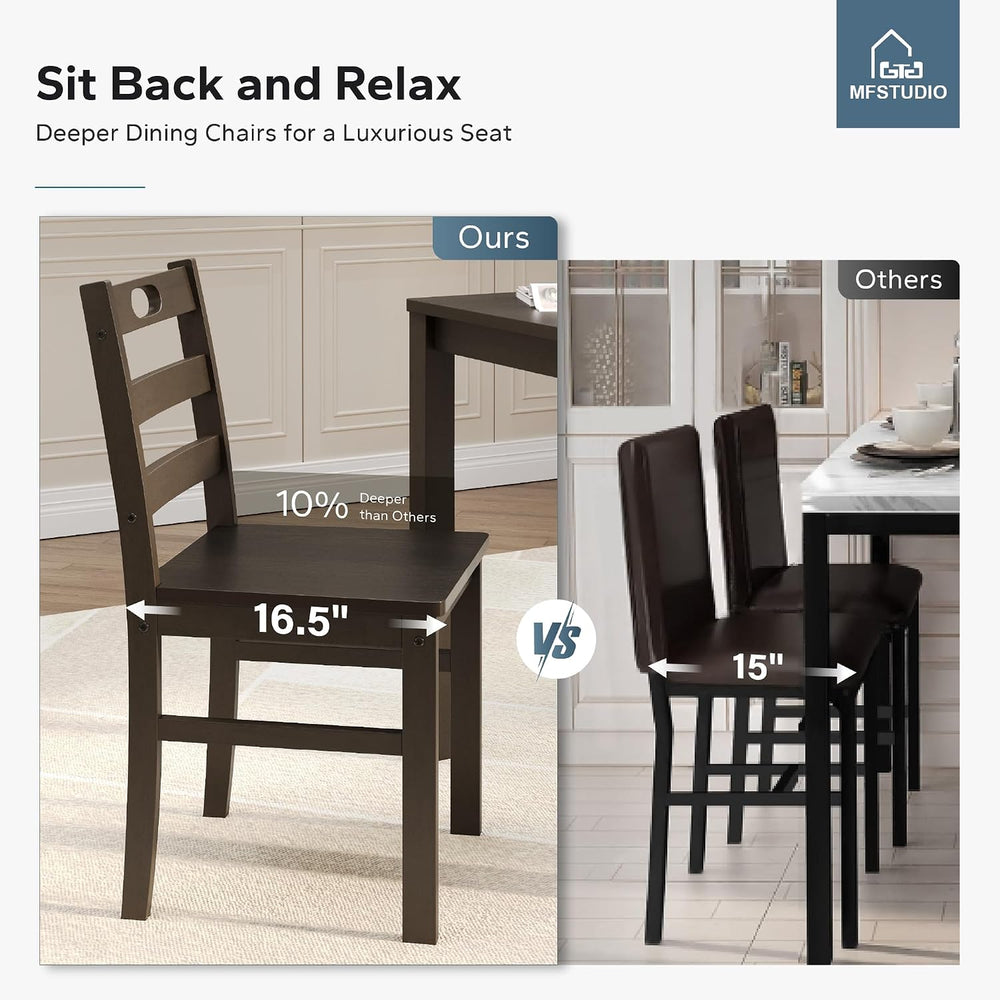 MFSTUDIO 5 Piece Kitchen Table Chairs Set of 4, Wood Dining Table Set for 4, ...