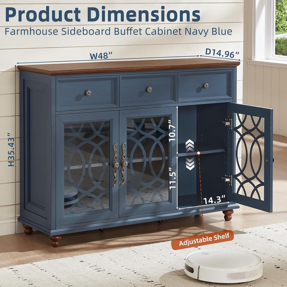 Joaxswe Farmhouse Sideboard Buffet Cabinet with Storage,48" Large Creden...