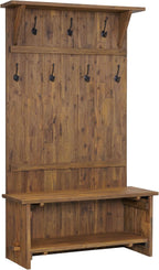 Alaterre Bethel Rustic Solid Wood Entryway Hall Tree with Bench, Natural | 70” Modern Farmhouse Entryway Organizer with Shoe Storage Bench and Coat Hooks, Natural Aged Brown, for Jackets, Shoes & Bags
