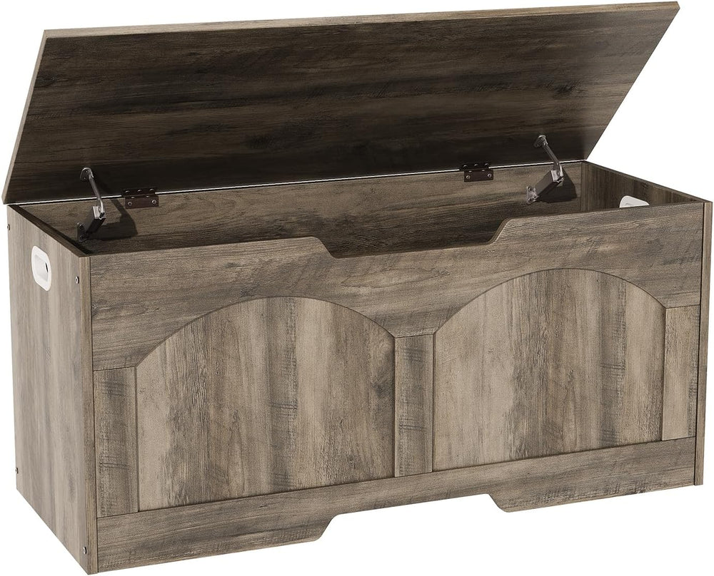 39.4" Storage Chest, Retro Storage Bench, Storage Trunk with 2 Safety Hi...