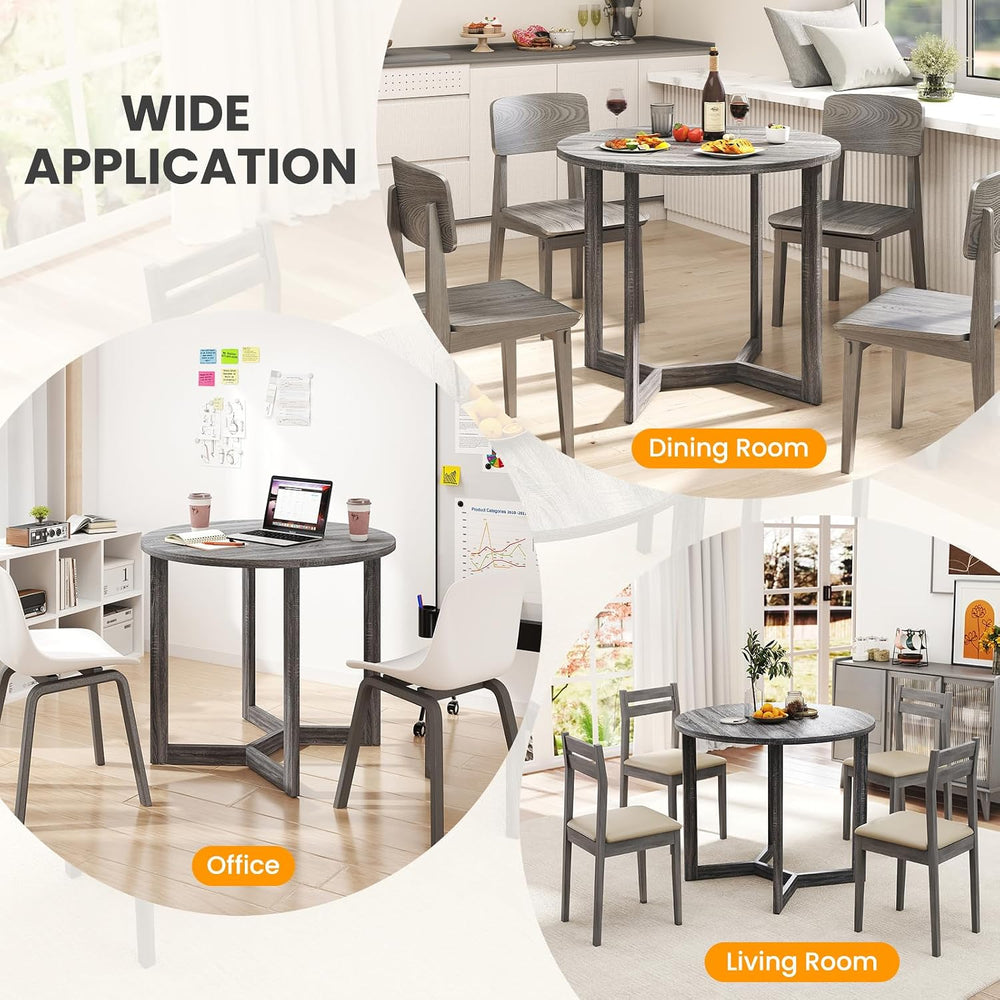 Giantex 36" Round Dining Table for 4, Kitchen Table with Wing-Shaped Bas...