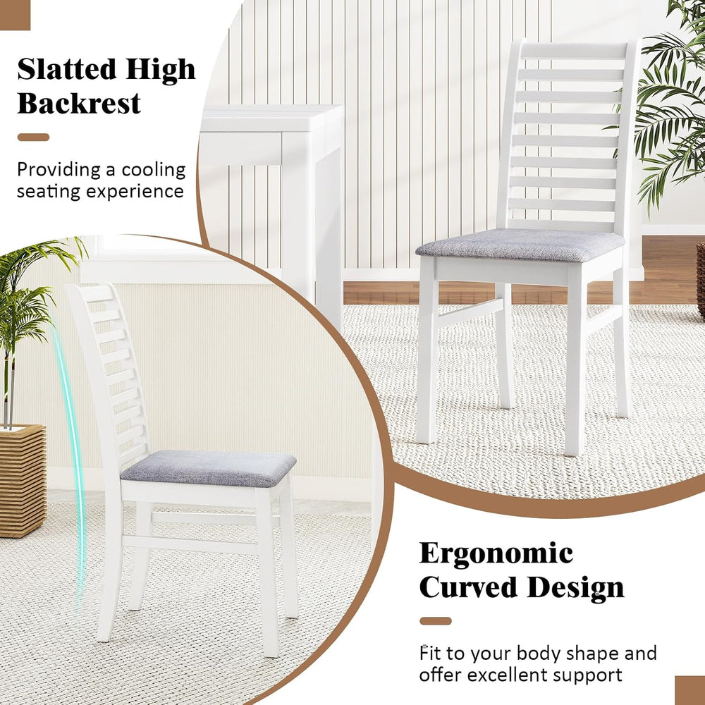 GOFLAME Wooden Dining Chairs Set of 4, Fabric Upholstered Kitchen Chairs with...